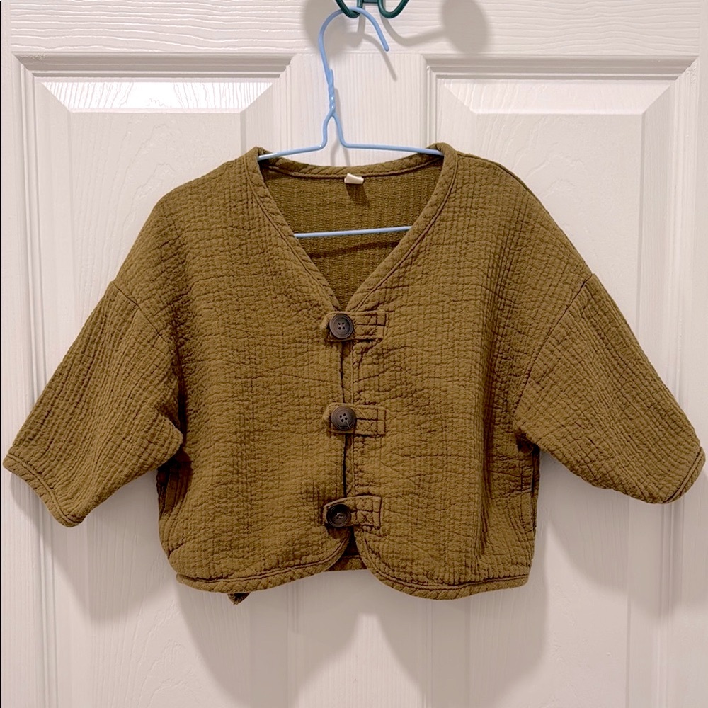 Mustard Muslin Cotton Button-Up Jacket